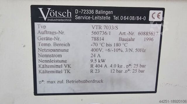 Vötsch VTR 7033/S Temperaturprüfschrank -70°C bis +180°C Klimaprüfschrank TK07 Vötsch VTR 7033/S