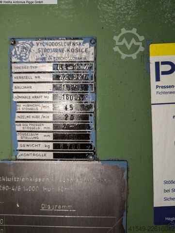 Ekscentriniai presai - Vienos kolonos KOSICE LE 160