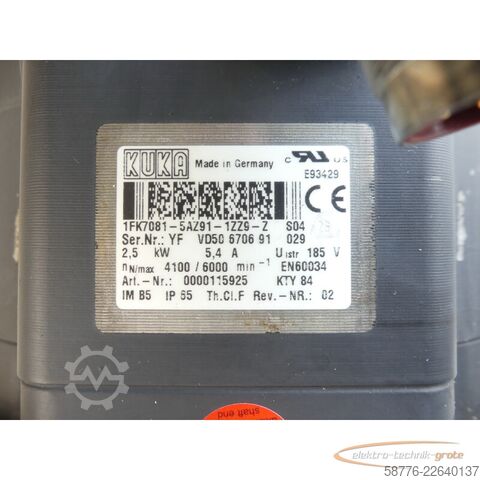 Unidad de control KUKA 1FK7081-5AZ91-1ZZ9-Z S04 Servomotor SN: YFVD50670691029
