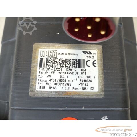 Unidad de control KUKA 1FK7081-5AZ91-1ZZ9-Z S04 Servomotor SN: YFW150675259011