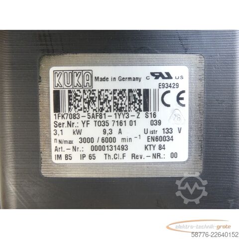 Unidad de control KUKA 1FK7083-5AF81-1YY3-Z S16 Servomotor SN: YFT035716101039