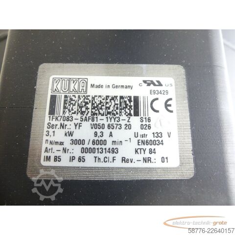 KUKA 1FK7083-5AF81-1YY3-Z S16 Servomotor SN: YFV050657320026