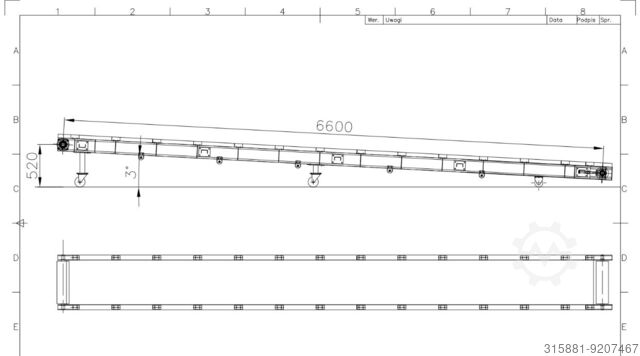 conveyor belt 6600 x 544 mm 