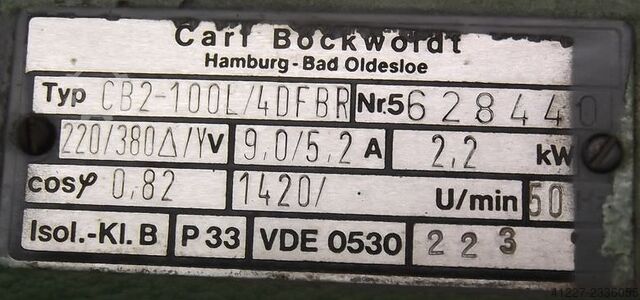 Motor gear 2.2 kW 223 rpm Bockwoldt CB2-100I/4DFBR