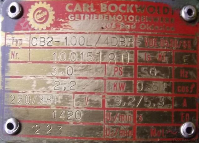 Motor gear 2.2 kW 223 rpm Bockwoldt CB2-100I/4DFBR