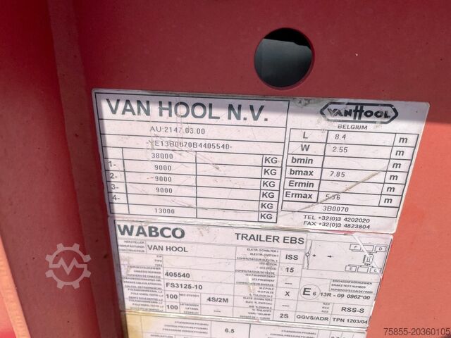 Транспорт на контейнери Van Hool 3B0074 20 FT Chassis / Tank / ADR / BPW Axles /...