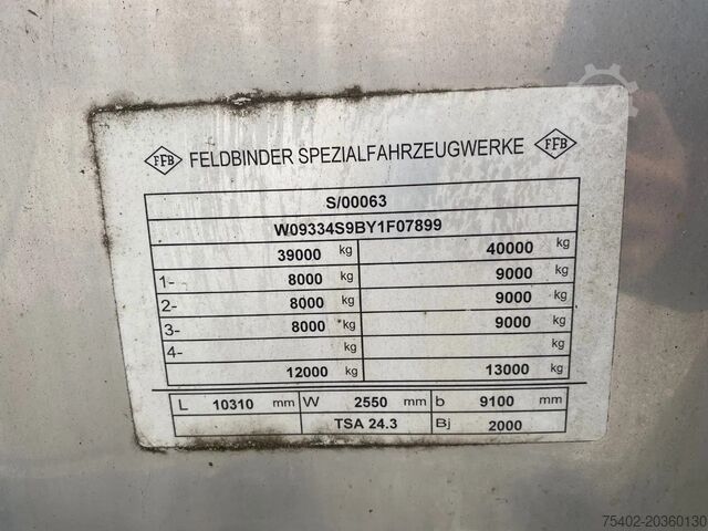 Резервоар Feldbinder TSA 24.3 Tank / 24.000 LT / Inox / SAF + Disc