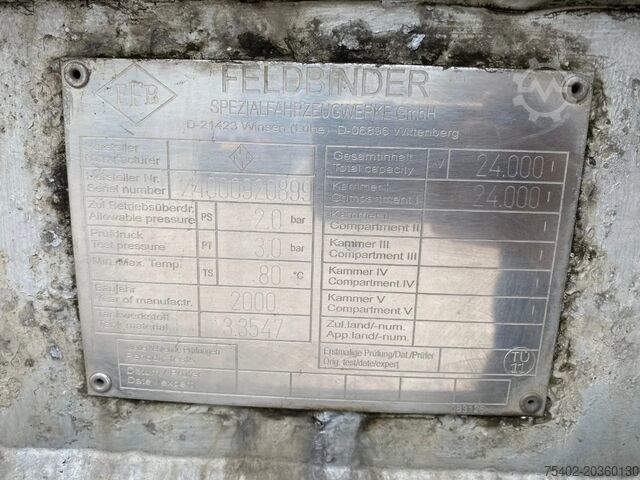 Резервоар Feldbinder TSA 24.3 Tank / 24.000 LT / Inox / SAF + Disc
