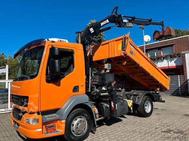 شاحنة قلابة ثلاثية الجوانب DAF 16.250LF Meiller 3-Skipper +MKG HLK106-HP Kran