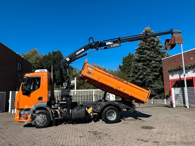 شاحنة قلابة ثلاثية الجوانب DAF 16.250LF Meiller 3-Skipper +MKG HLK106-HP Kran