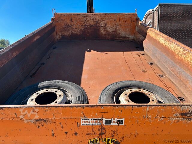 شاحنة قلابة ثلاثية الجوانب DAF 16.250LF Meiller 3-Skipper +MKG HLK106-HP Kran