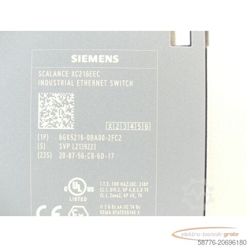 সিমেন্স উপাদান Siemens 6GK5216-0BA00-2FC2 SCALANCE XC216EEC E-Stand 1 SN SVPL2139223