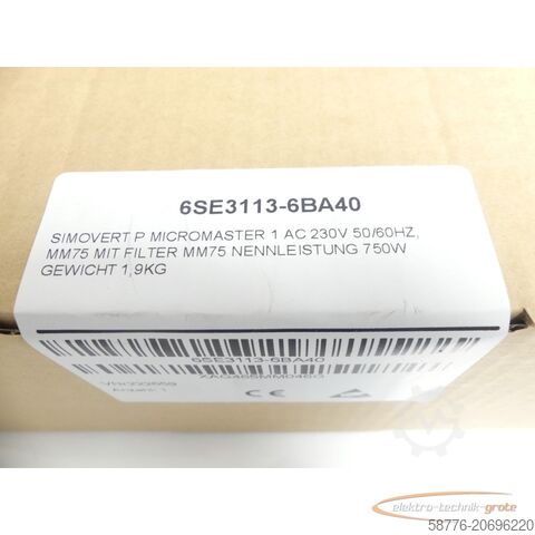 Componente Siemens Siemens 6SE3113-6BA40 SN:XAG465MM046G generalüberholt mit 24 Monaten Gewährleistung! -