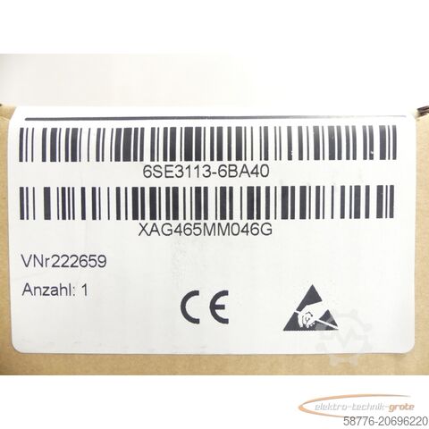 Componente Siemens Siemens 6SE3113-6BA40 SN:XAG465MM046G generalüberholt mit 24 Monaten Gewährleistung! -