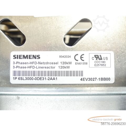 Siemens komponenta Siemens 6SL3000-0DE31-2AA1 3-Phasen-HFD-Netzdrossel Version A SN SB09558971012