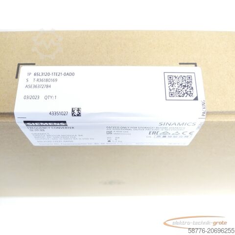 Siemensova komponenta Siemens 6SL3120-1TE21-0AD0 Single Motor-Module SN T-R36180169