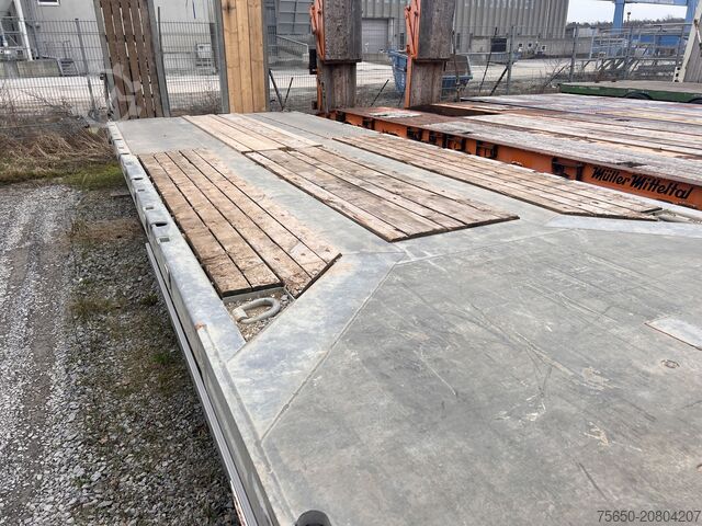 Low loader trailer Möslein TO 3 F Schwebheim  3 Achs Tiefladeranhänger 9 m Ladefläche