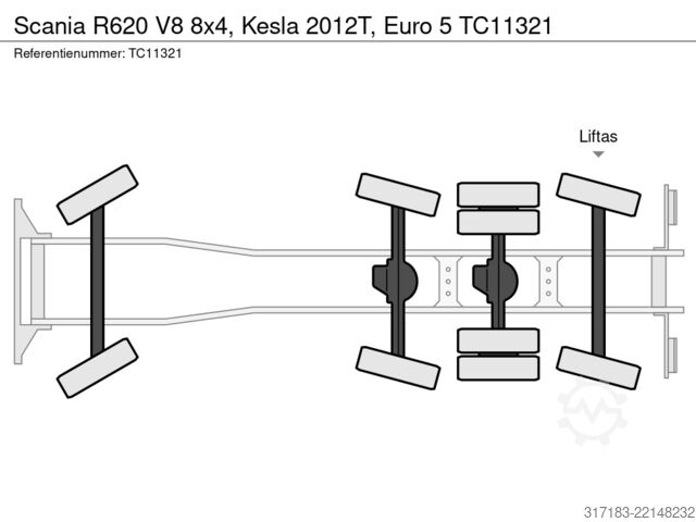 Transporteri od drveta Scania R620 V8 8x4, Kesla 2012T, Euro 5