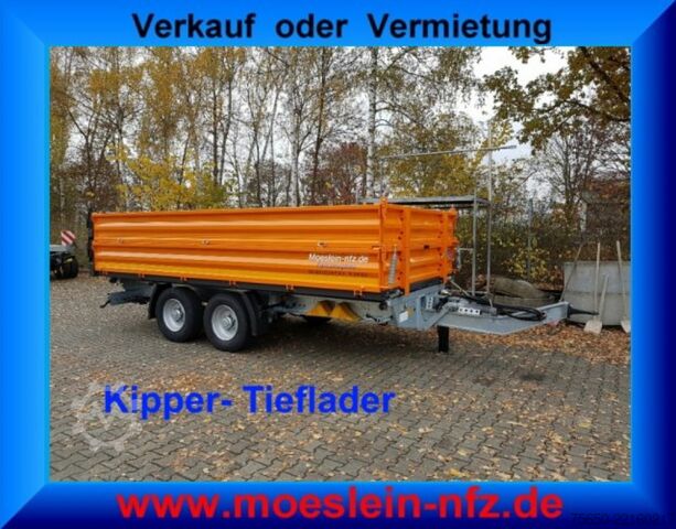 Самосвальный прицеп Möslein TTD11- BA Orange  neuer Tandem 3- Seitenkipper Tiefladermit Bordwand- Aufsatz-- Neufahrzeug --