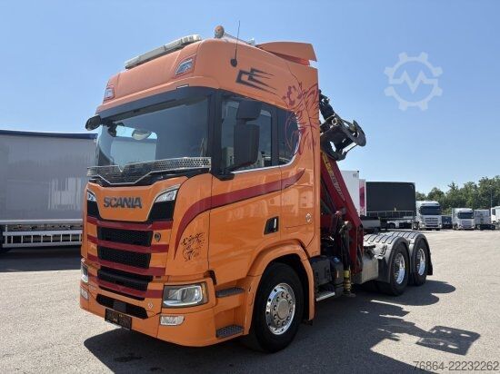 Tractor unit SCANIA R650 V8, 6X2, E6, LEDER, PENZ-CRANE 15Z - HOLZLADEKRAN