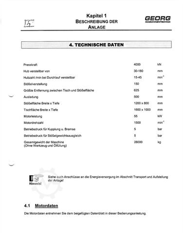 Ekscentrična presa GEORG PEE 400