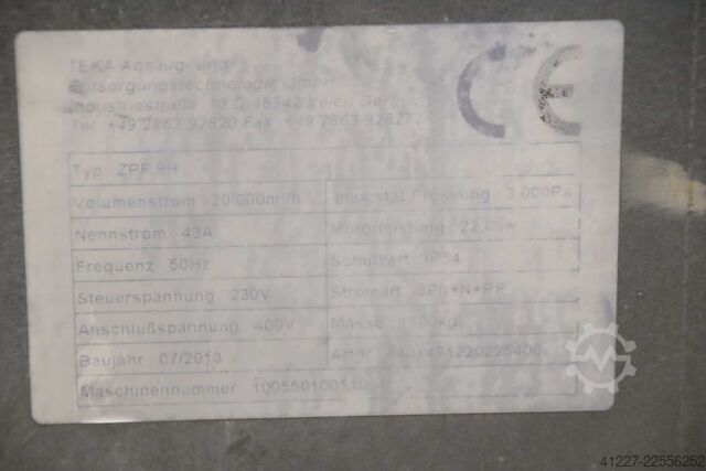 Ventilador de extracción de polvo de 22 kW con insonorización TEKA ZPF9H