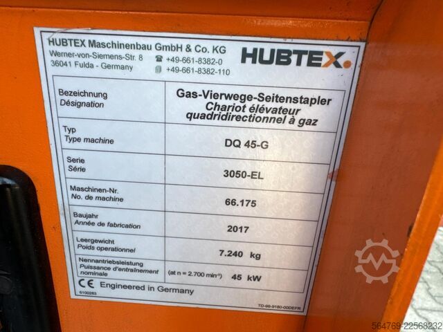 čtyřcestný vysokozdvižný vozík Hubtex DQ45 G //LPG//Triple//Only 1116 hours !