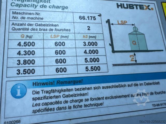 čtyřcestný vysokozdvižný vozík Hubtex DQ45 G //LPG//Triple//Only 1116 hours !