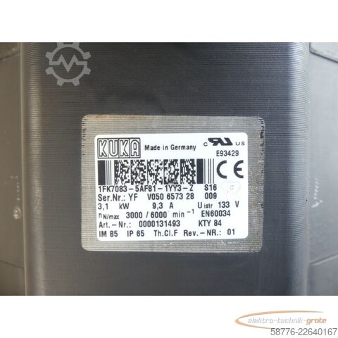 Upravljačka jedinica KUKA 1FK7083-5AF81-1YY3-Z S16 Servomotor SN: YFV050657328009
