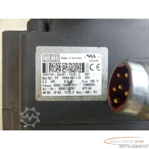  KUKA 1FK7101-5AZ91-1ZZ9-Z S07 Servomotor SN: YFVN50667152024