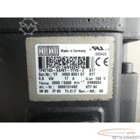  KUKA 1FK7103-5AF81-1YY3-Z S17 Servomotor SN: YFV050655157017