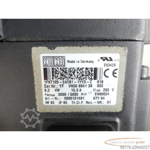  KUKA 1FK7105-5AY81-1YY3-Z S18 Servomotor SN: YFVN50665138003