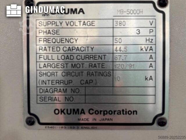 Centro de mecanizado horizontal Okuma MB 5000H