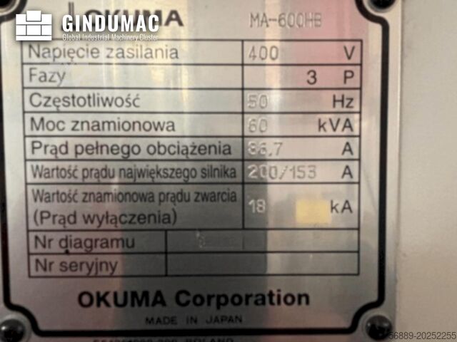 Centro de mecanizado horizontal Okuma MA 600 HB