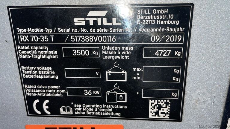 LPG vysokozdvižné vozíky Still RX70-35T 4.4m/ 2.13m LH/ 2019yy/ 4v
