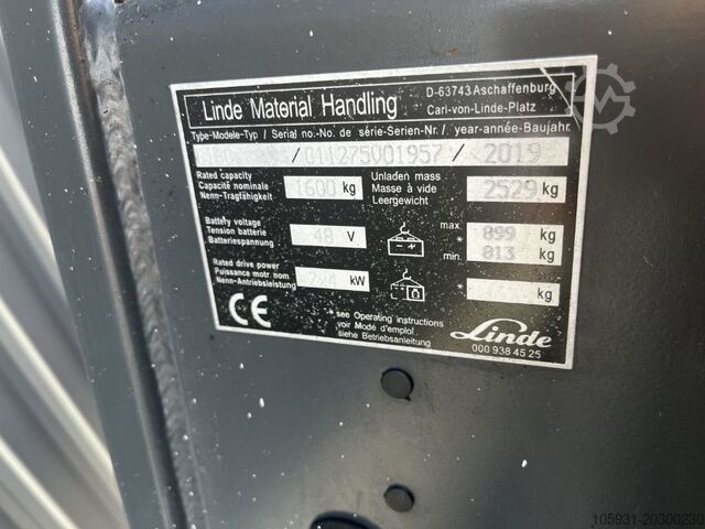 Carretilla eléctrica de 3 ruedas Linde E16C