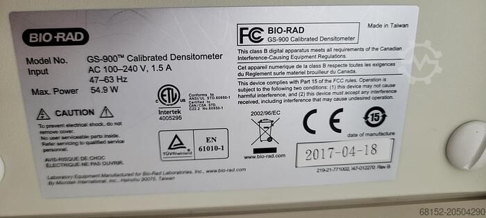 Biorad Gs-900 Calibrated Densitometer Biorad Biorad Gs-900