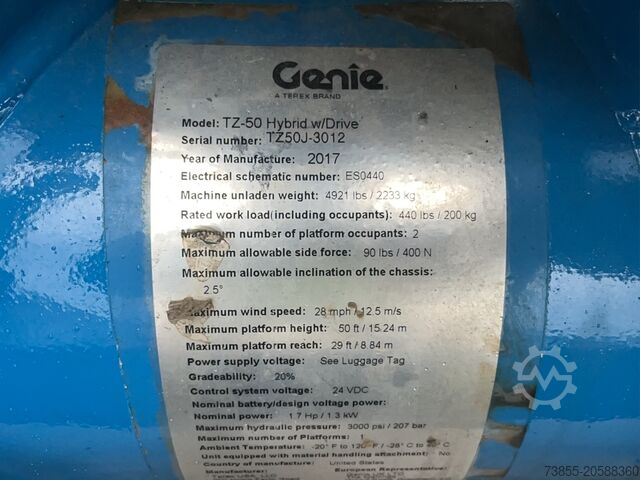 Podnośnik wysięgnikowy montowany na przyczepie Genie TZ-50 Hybrid w/Drive (17m)