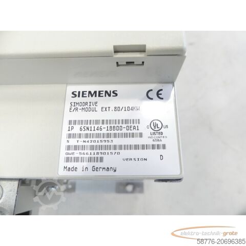 Компонент Siemens Siemens SIMODRIVE 611 6SN1146-1BB00-0EA1 E/R-Modul Version D SN: T-N42015953