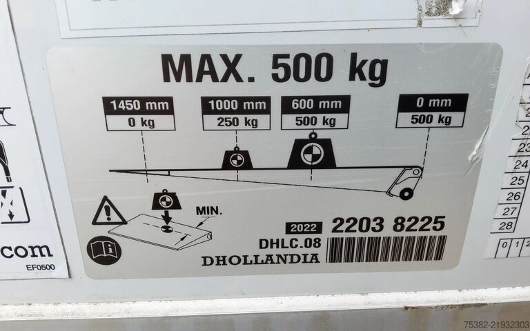 Thang nâng đuôi xe Dhollandia ACHTERSLUITENDE LAADKLEP 500 KG. - 12 VOLT