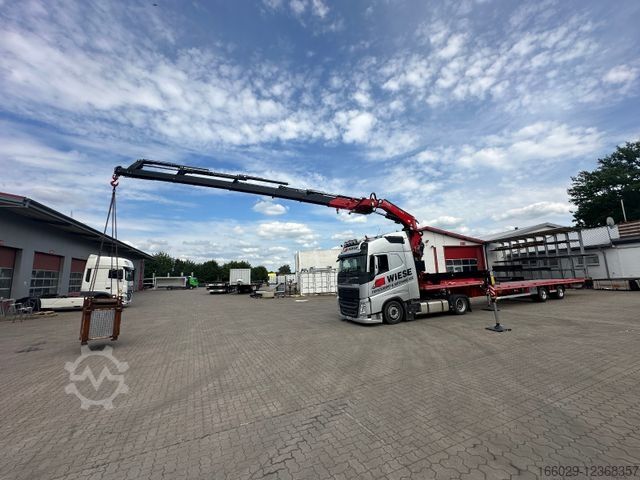 Semirremolque con plataforma de trabajo  Wiese Stufensattel Tieflader mit Kran Fassi F545