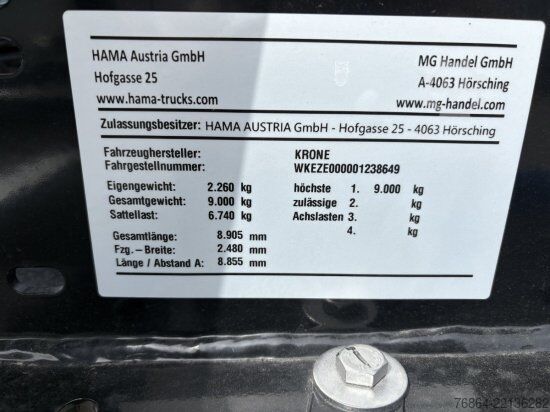 Напівпричіп зі змінним шасі KRONE 1-ACHS LAFETTE KRONE ACHSE, HECKABSTüTZUNG,