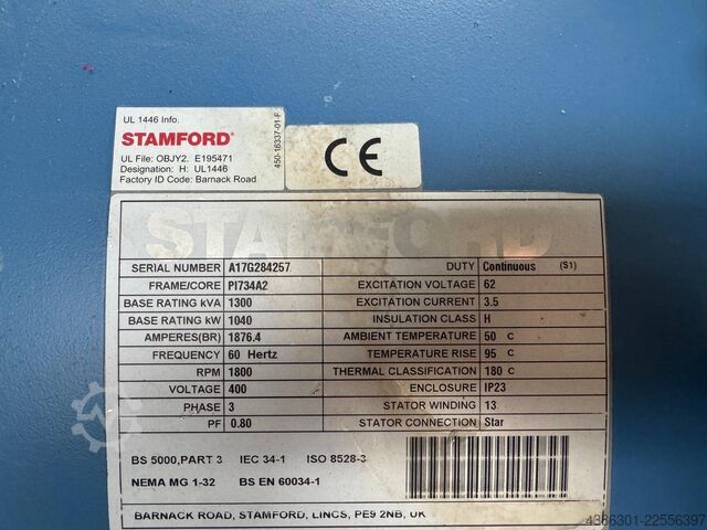 Grupo electrógeno, generador de corriente Stamford MTU Stamford MTU 1040kW