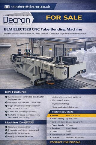 নল বাঁকানোর মেশিন BLM ELECT52B CNC Tube Bending