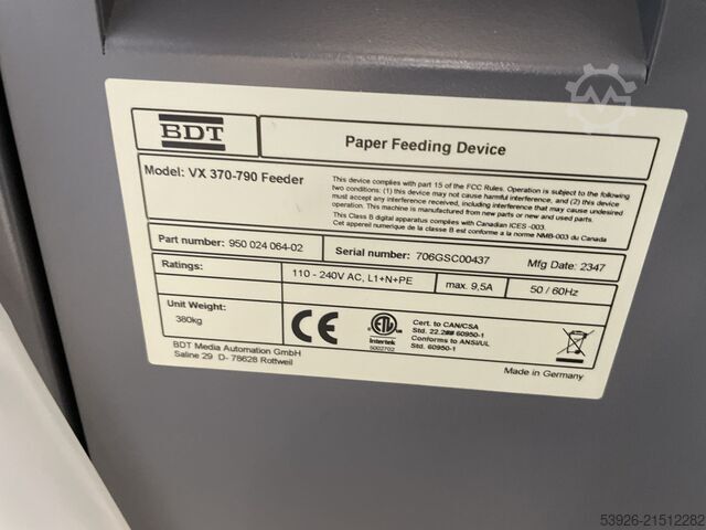 Long-bow feeder BDT VX 370 new feeder for Canon imagePress V1350 incl. S-bridge