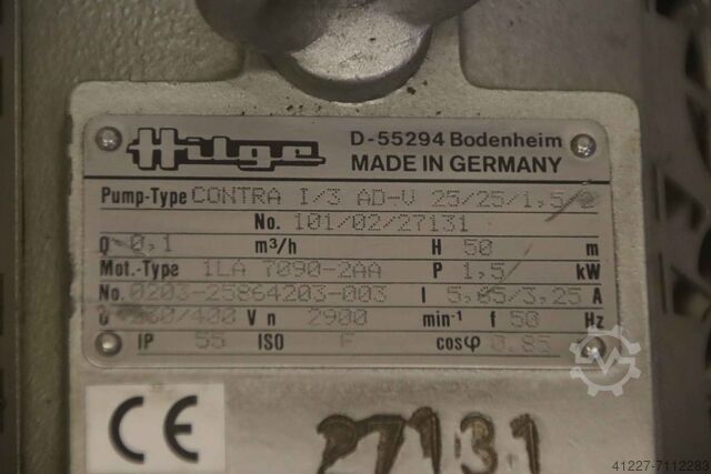 Pompa centrifuga 1,5 kW Hilge Contra I/3 AD-V 25/25/1,5/2