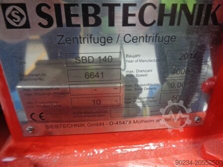 Siebtechnik Model SBD140 Decanter Centrifuge Siebtechnik SBD140