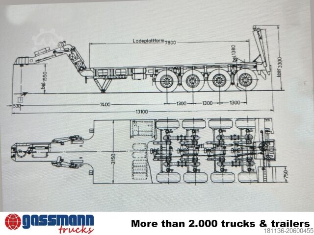 Reboque de plataforma rebaixada Kässbohrer SLT 50-2, Elefant, EX BW