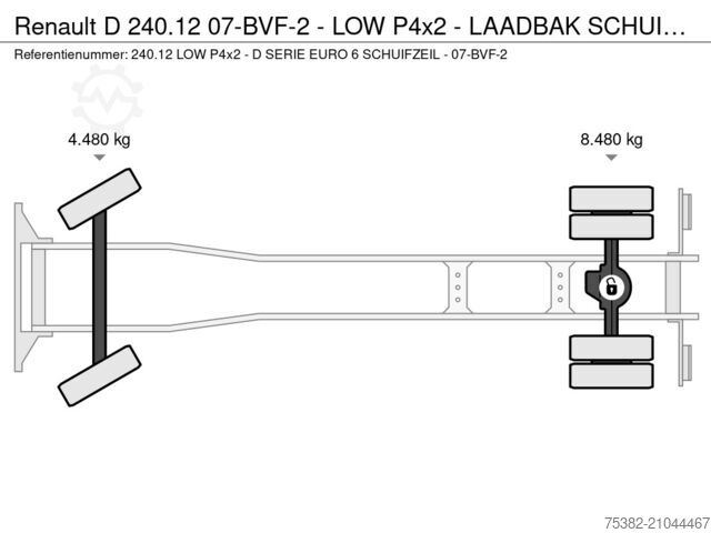 Sliding tarpaulin Renault D 240.12 07-BVF-2 - LOW P4x2 - LAADBAK SCHUIFZE...