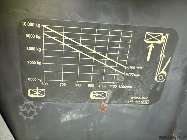 Empilhadeira Linde H100 D 10t diesel 7623 horas Garfos de 2,2 m Linde H100 D